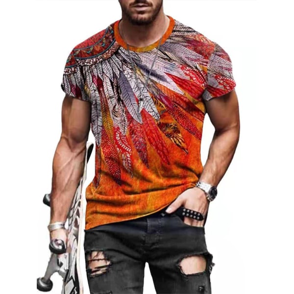 Kreativ 3D- printed rundhalsad kortärmad T-shirt för män As pics M