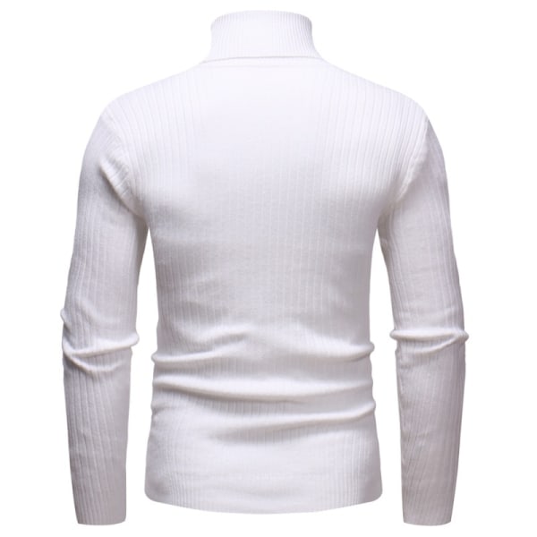Höst Vinter Man Vintage Stickad Pullover Tröja white L