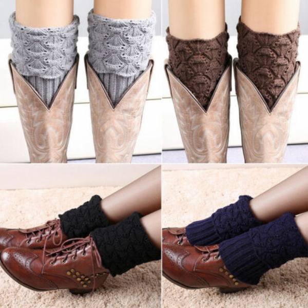Dam Plain Boots Cuffs Shell Stickade Strumpor Ben Beige