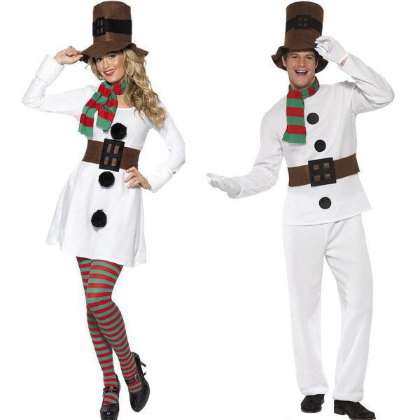 Snögubbe Kostym Jul Klänning Damer Män Xmas Outfit Women