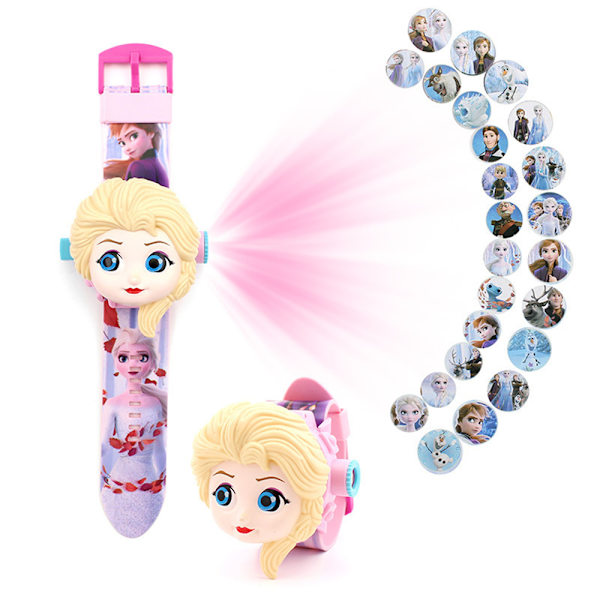 Barn Projektion Armbandsur Flip Cover Rem Klockor Leksaker Present Ice and snow