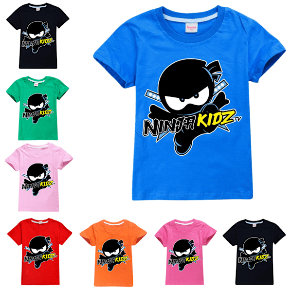Ninja Kidz Pojkar Tränings T-shirts Tecknade Toppar Sommar Kortärmad Snabbtorkande Aktiva T-shirts för Barn Tonåringar Green 130cm