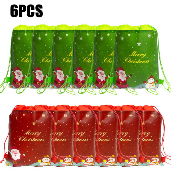 6 st jul förpackning presentpåsar med dragsko B 6PCS