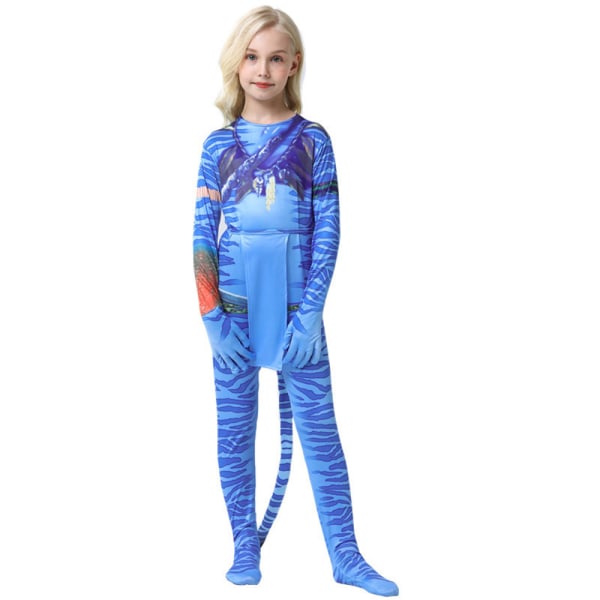 Avatar 2 Jumpsuit Barnkostym för Barn Cosplay & Svans Fest Fancy Dress Women 4-5Years