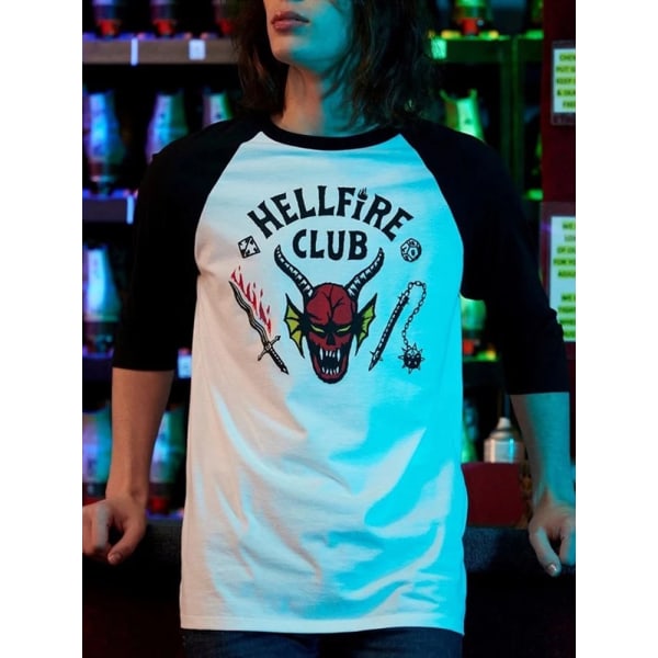 Stranger Things 4 Print T-shirt för barn Hellfire Club långärmad 2XL