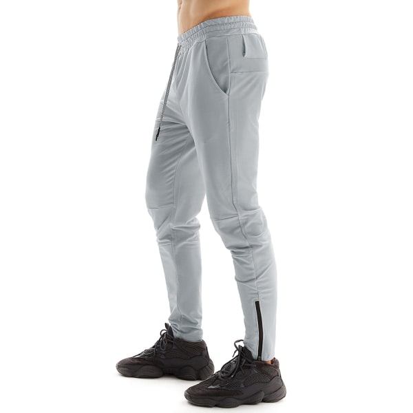 Stretch Casual Träningsbyxor med flera fickor för män Grey M