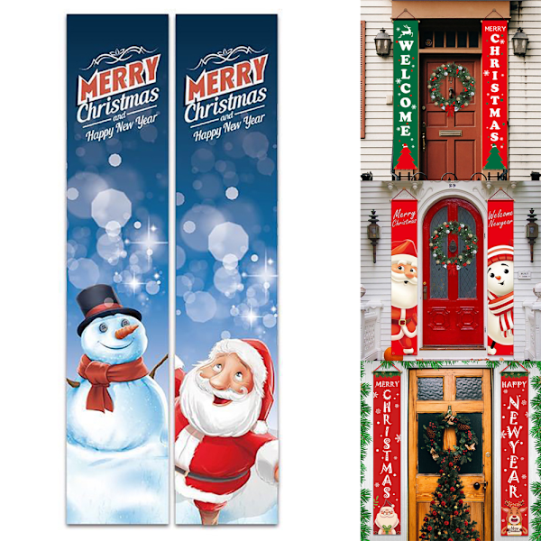Jul Dörr Hängande Banner Jul Prydnader Banner För Hem Santa snowman