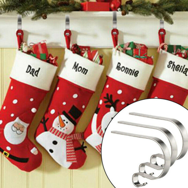 4 st julstrumpehållare för öppen spis, gyllene silver 4pcs