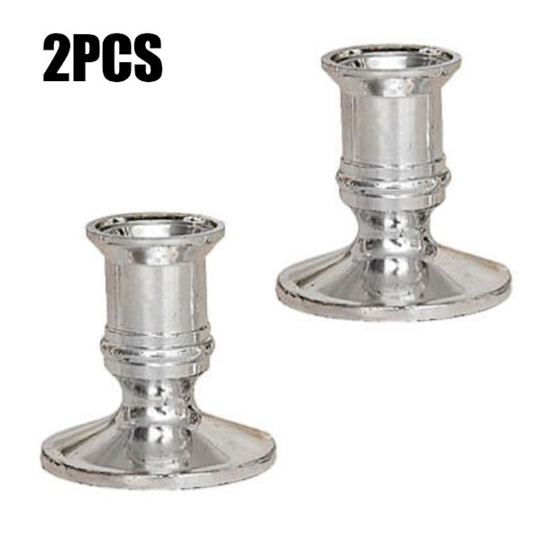 2 st jul metall ljusbas hållare ljusstake fest dekor silver 2PCS