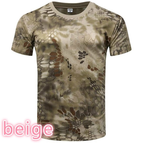 Sommar T-shirt för män med armékamouflage beige XL