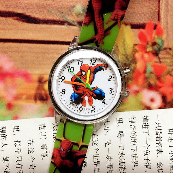 Kids Spiderman lysande watch blinkande ljus pojkar flicka klocka Green