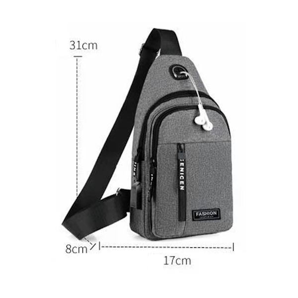 Män Bröstväska Pack Utomhusresor Sport Axelrem Ryggsäck Cross Body Väskor Gray