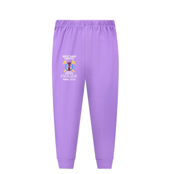 Stickad kostym barn flickor hemmakläder långärmad pyjamas set purple 150cm