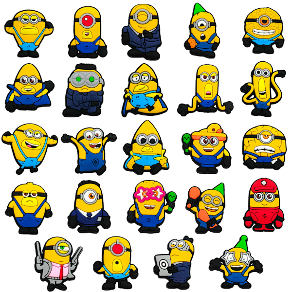 24 st Minions Skosmycken Paket Set Dekorationstillbehör för Crocs Träskor 24PCS