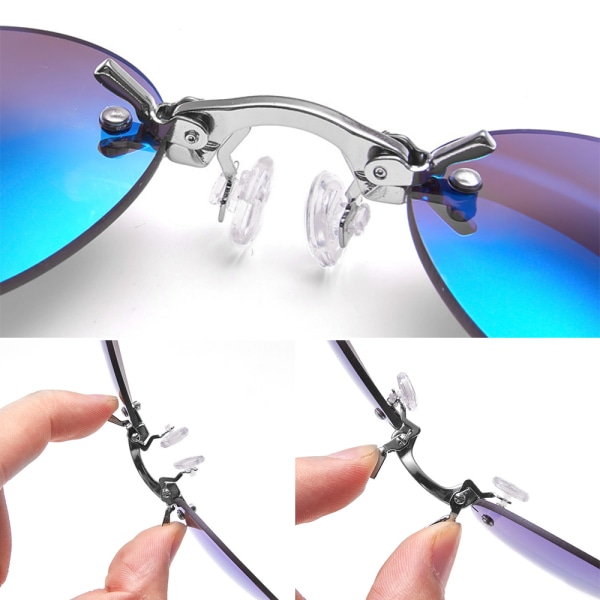 Retro Rund Clip On Näsa Matrix Ramlös Solglasögon Herr Mode Ice Blue