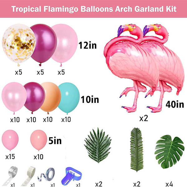 Hawaiian Tropical Party Decorations Supplies Flamingo Hot Pink Confetti Balloons