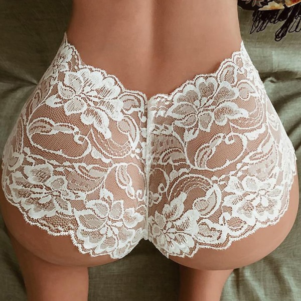 Kvinnors Pure Color Perspective Temptation Boxer Sexiga underkläder White 2XL