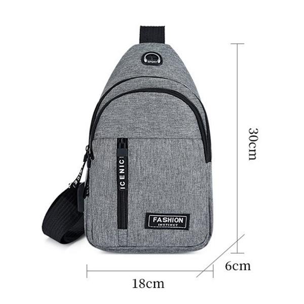Män Bröstväska Pack Casual Dubbellager Dragkedja Shoulder Sling Ryggsäck Cross Body Väskor Gray