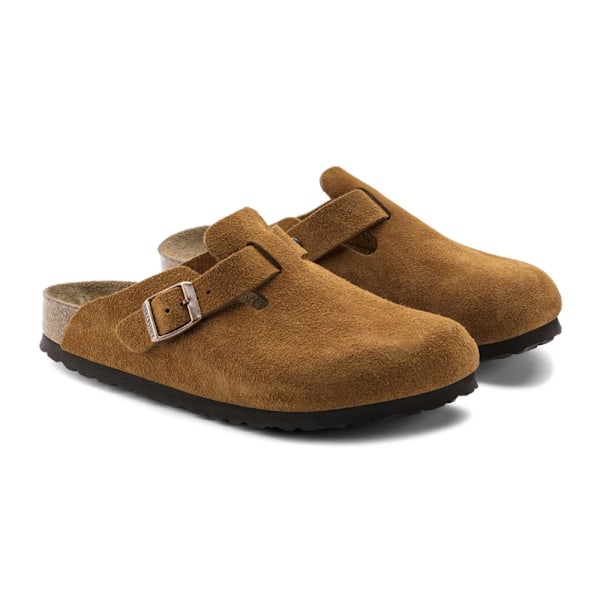 Birkenstock Boston Mockaskinskor med Mjuk Fotbädd Unisex Slip On Vardagsskor Maroon 43