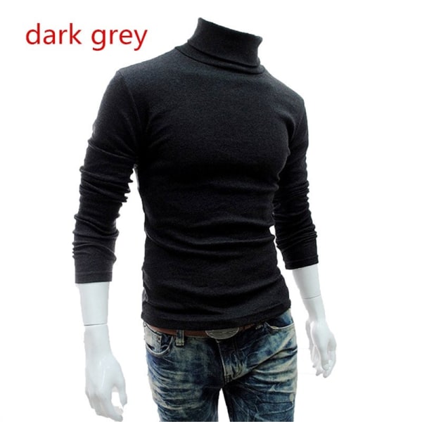 Ny långärmad sköldpaddshals tröja för män dark grey 2XL