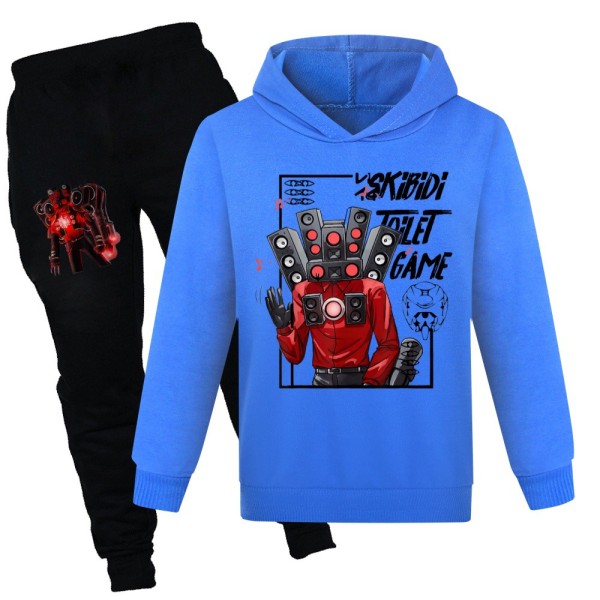 Barn Skibidi Toalett TV Man träningsoverall Set Hoodies Sweatshirt Byxor Outfits Dark blue 150cm