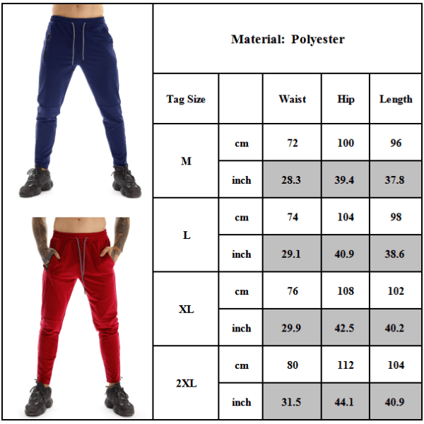 Stretch Casual Träningsbyxor med flera fickor för män Red XL