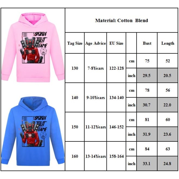 Pojkar Flickor Pullover 3d Tryck Skibidi Toalett Sweatshirt Hoodie dark blue 150cm
