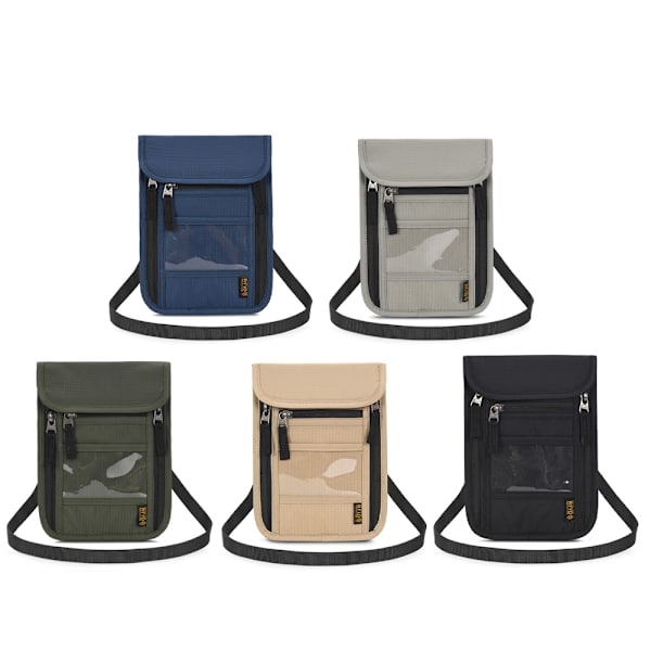 Unisex Multifunktionell Reseväska RFID-Blocker Pass Biljetthållare Väska Khaki