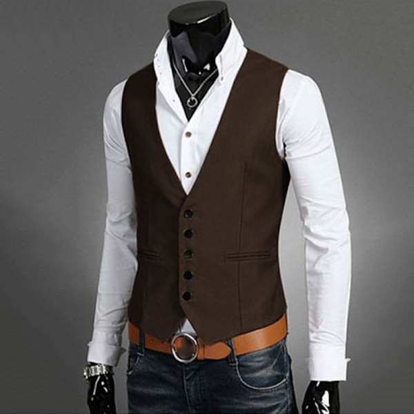Herrkostym Väst Bottenjacka Business Kort Smal Midjekjol deep brown 4XL