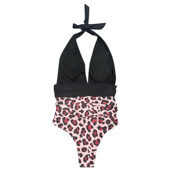 Kvinnor Color Block Baddräkt i ett stycke Beach Sexy Bandage Bikini Black leopard L