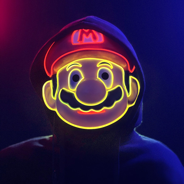 Halloween Led Mask, Light Up Super Mario Theme Mask Cosplay red