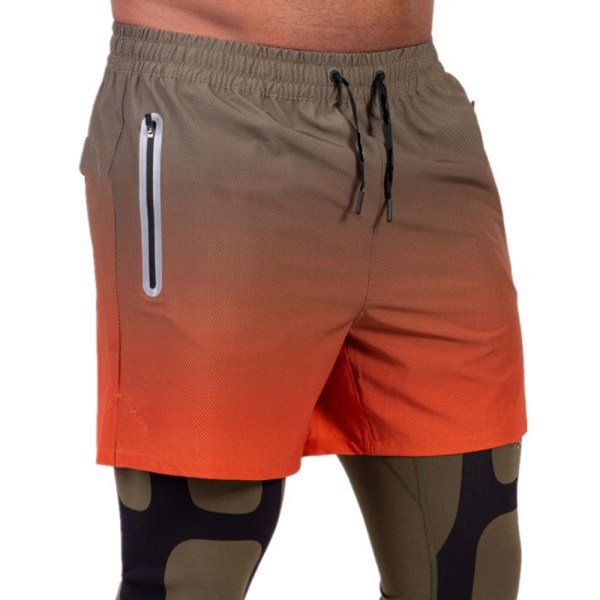 Mäns personlighetsgradient Casual bekväma sportshorts Orange XL