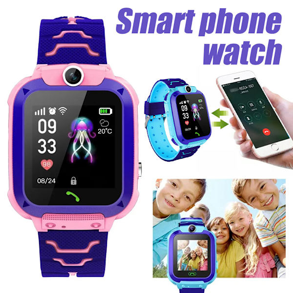 Smart Watch Kids pedagogiska leksaker 1,44 tums pekskärmskamera Videomusikspelare Pink