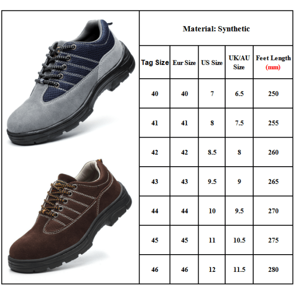 Cap för män Lättviktsstövlar med tåhätta i stål Arbetsskor Grey 45