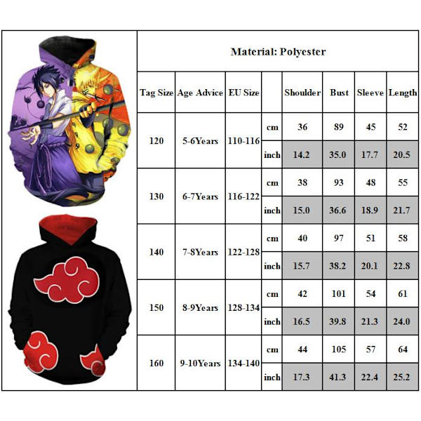 Pojkar Flickor Pullover 3d Tryck Anime Naruto Sweatshirt Hoodie C 140cm
