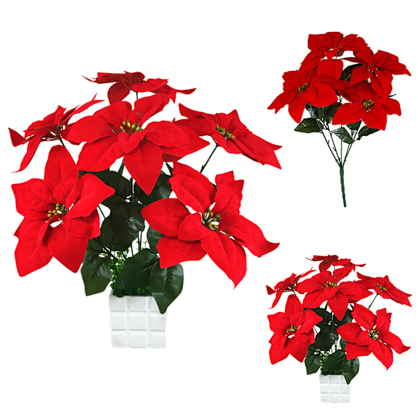 Dekorationer Konstgjord Julstjärna Falsk Växt Julblomma B-7branch