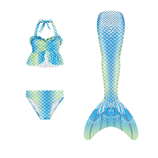 Barn Sjöjungfru Svans Prinsessa Baddräkt Delad Bikini Set Tredelad Set Badkläder #6 140cm