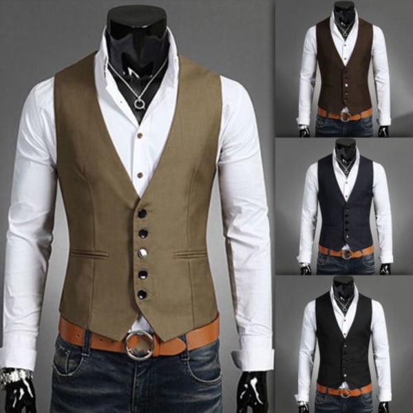 Herrkostym Väst Bottenjacka Business Kort Smal Midjekjol deep brown 4XL