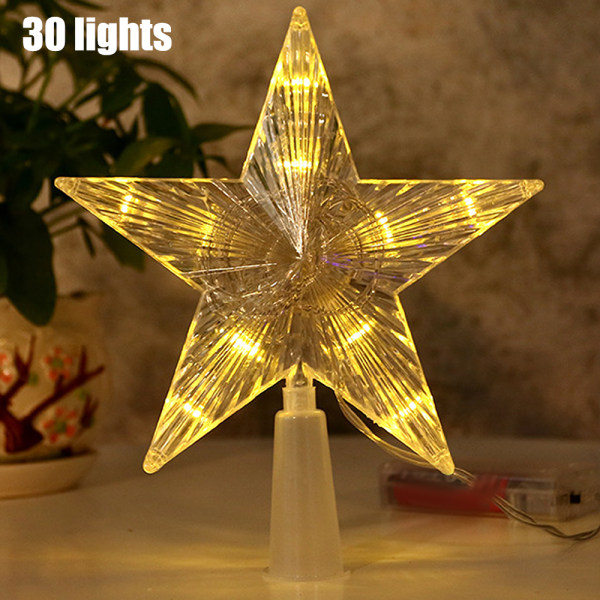 LED-ljus med femuddig stjärna i julgran för juldekoration 30 lights L