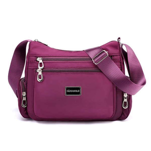 Ladies Zipper Pocket Crossbody Bag Messenger Bag Axelväska purple