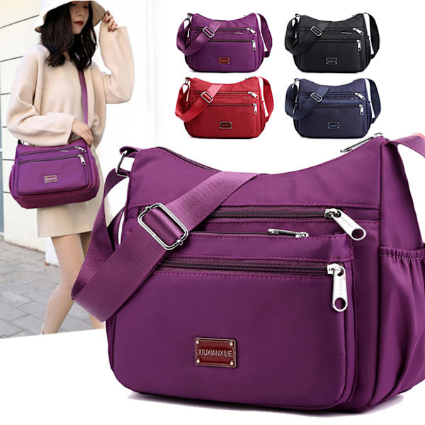 Damväska Messenger Bag Pack Resväska Casual Axelväska Slunga Ryggsäck Cross Body Väskor Purple
