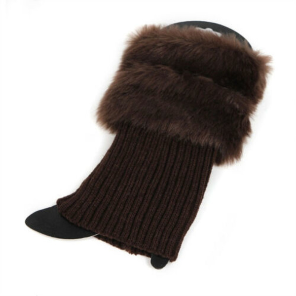 Damstrumpor Stövlar Sockor Benvärmare Virkad Stickad Päls Dark Grey
