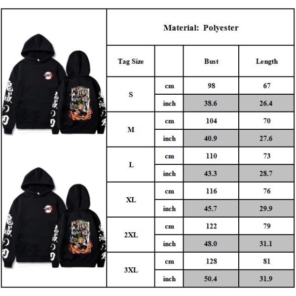 Män Kvinnor Anime Print Hoodies Sweatshirt Långärmad Hooded Pullover Casual Top XL