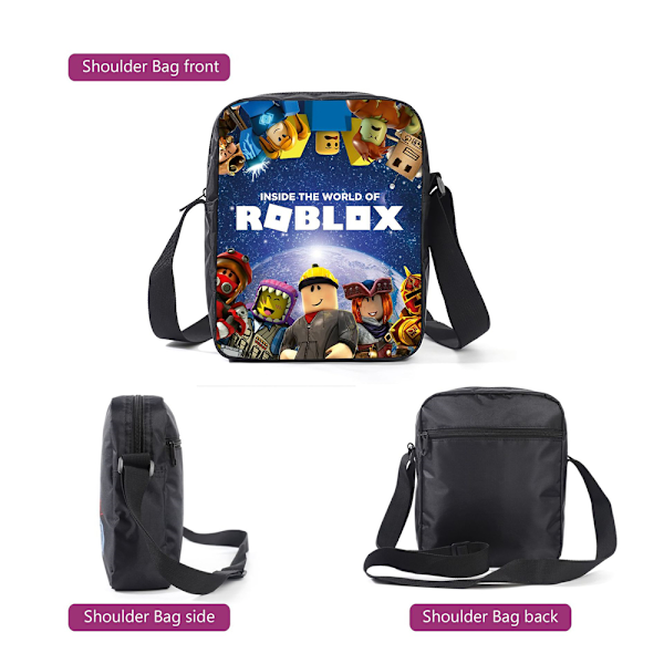 3 st/set Roblox tecknad ryggsäck barn skolväska axelväska pennfodral A
