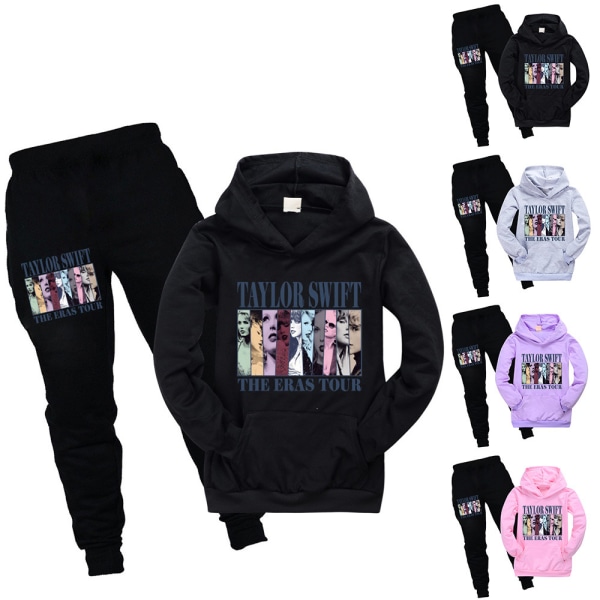 Swift Kids Flickor Hoodie+Byxor Kostymer Sweatshirt Jumper Toppar Träningsoveraller Set Gåvor Pink 170cm