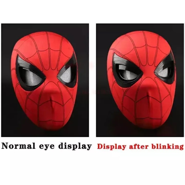 Halloween Mask Spiderman Mask med Ringfjärrkontroll Ögonstängning Blinkande Ögonhjälm Cosplay Red Spider Man Headset/Blinkable