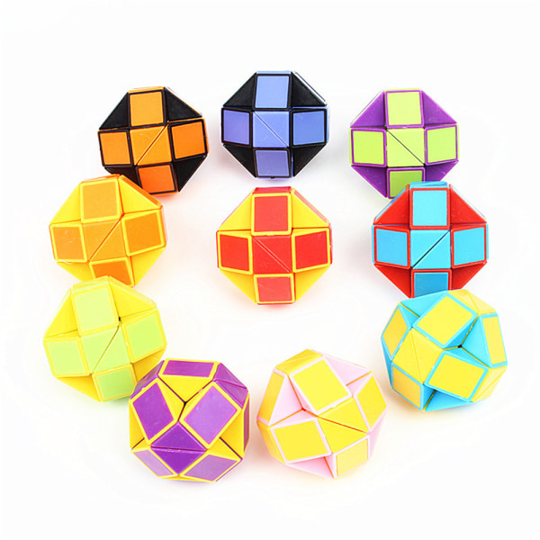 24 Block Fidget Kub Mini Snok Linjal Twist Pussel Leksaker för Barn Slumpmässig Färg Multi-colour+White