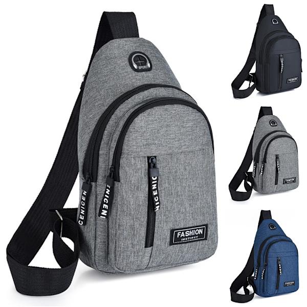 Män Bröstväska Pack Casual Dubbellager Dragkedja Shoulder Sling Ryggsäck Cross Body Väskor Gray