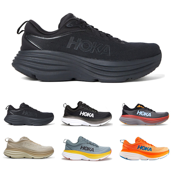 HOKAONE ONE Bondi 8 Textil Herr Lågskor Löparskor för Väg Dark Grey Orange 45