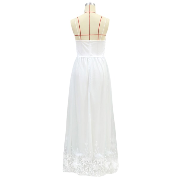 Gilrs Wedding Sexig Genomskinlig djup V-ringad ärmlös klänning White XL  4f30 | White | XL | Fyndiq